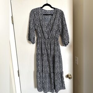 Blue and white leopard dress